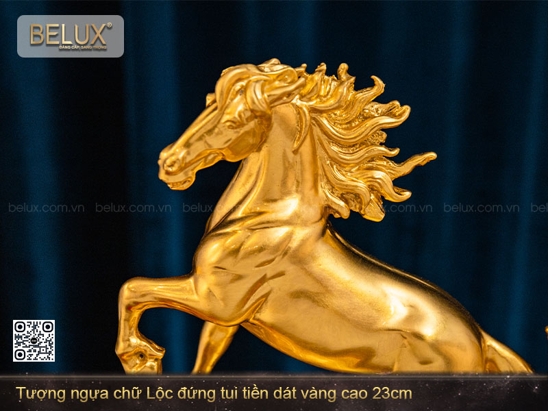 Tượng Ngựa Chữ Lộc Dát Vàng 24k